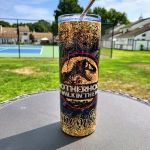 Motherhood is a Walk in the Park Jurassic 20oz Stainless Steel Tumbler w/ Straw